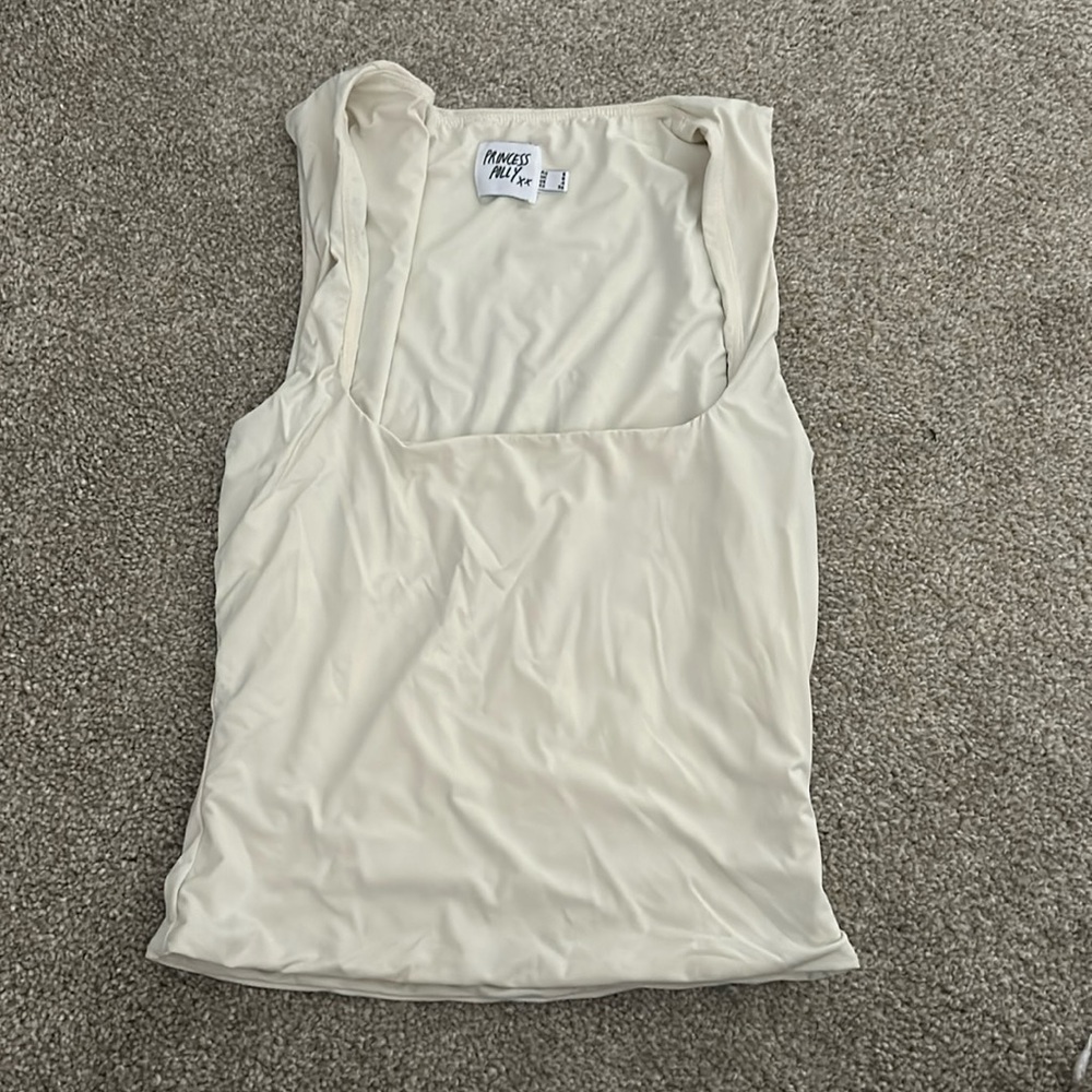 White square neckline top